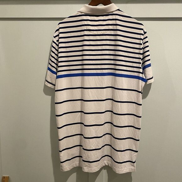 CHAPS Polo Mens Large White Striped Shirt Performance Golf Classic Preppy - Picture 6 of 11